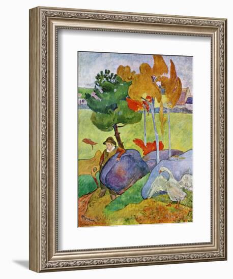 Little Breton Boy with a Goose, 1889-Paul Gauguin-Framed Giclee Print