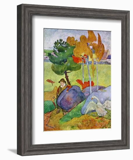 Little Breton Boy with a Goose, 1889-Paul Gauguin-Framed Giclee Print