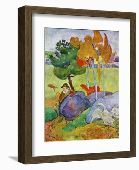 Little Breton Boy with a Goose, 1889-Paul Gauguin-Framed Giclee Print