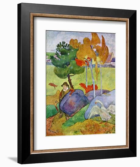 Little Breton Boy with a Goose, 1889-Paul Gauguin-Framed Giclee Print