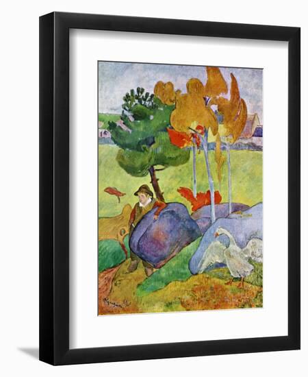 Little Breton Boy with a Goose, 1889-Paul Gauguin-Framed Giclee Print