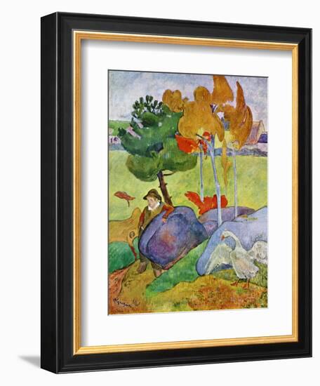 Little Breton Boy with a Goose, 1889-Paul Gauguin-Framed Giclee Print