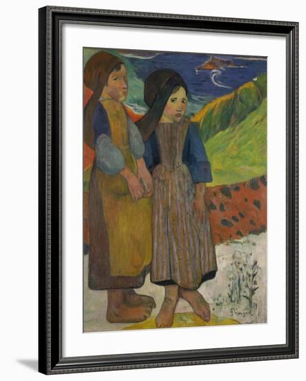 Little Breton Girls by the Sea, 1889-Paul Gauguin-Framed Giclee Print