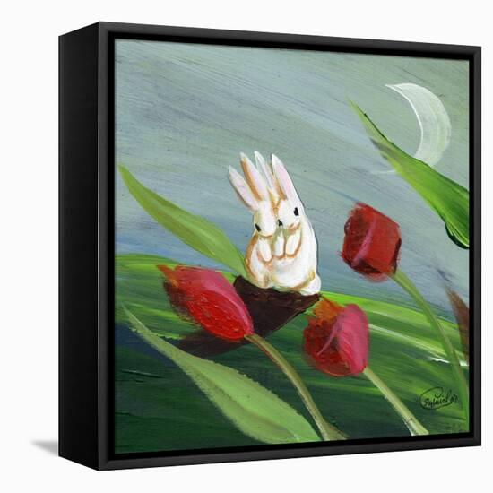 Little Bunny Rabbits in the Tulips-sylvia pimental-Framed Stretched Canvas