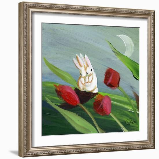 Little Bunny Rabbits in the Tulips-sylvia pimental-Framed Art Print