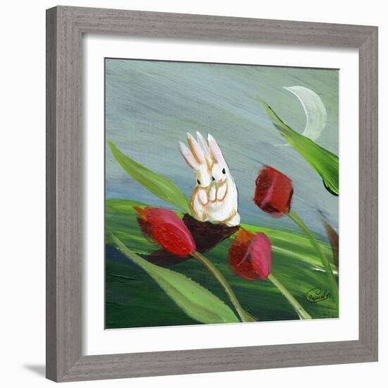 Little Bunny Rabbits in the Tulips-sylvia pimental-Framed Art Print