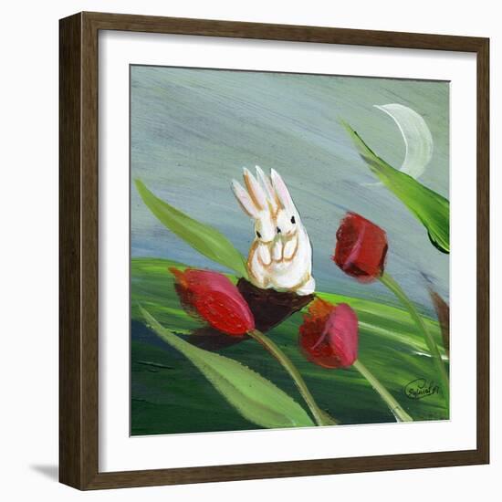 Little Bunny Rabbits in the Tulips-sylvia pimental-Framed Art Print