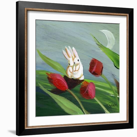 Little Bunny Rabbits in the Tulips-sylvia pimental-Framed Art Print