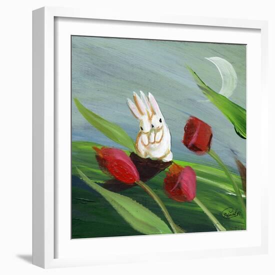 Little Bunny Rabbits in the Tulips-sylvia pimental-Framed Art Print