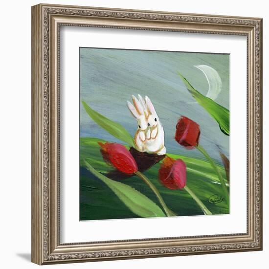 Little Bunny Rabbits in the Tulips-sylvia pimental-Framed Art Print