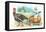 Little Chef Riding Turkey Carriage-null-Framed Stretched Canvas