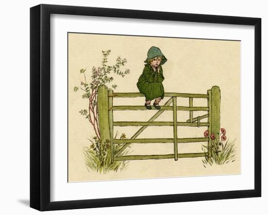 Little Child Sitting on a Fence-Kate Greenaway-Framed Art Print