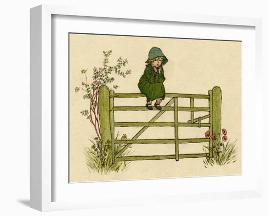 Little Child Sitting on a Fence-Kate Greenaway-Framed Art Print