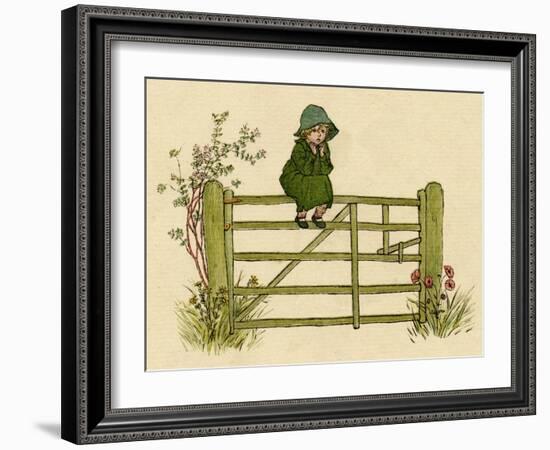 Little Child Sitting on a Fence-Kate Greenaway-Framed Art Print