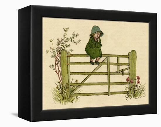 Little Child Sitting on a Fence-Kate Greenaway-Framed Stretched Canvas