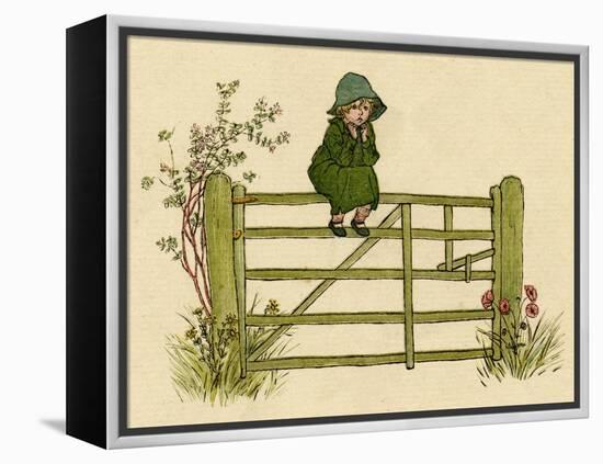 Little Child Sitting on a Fence-Kate Greenaway-Framed Stretched Canvas