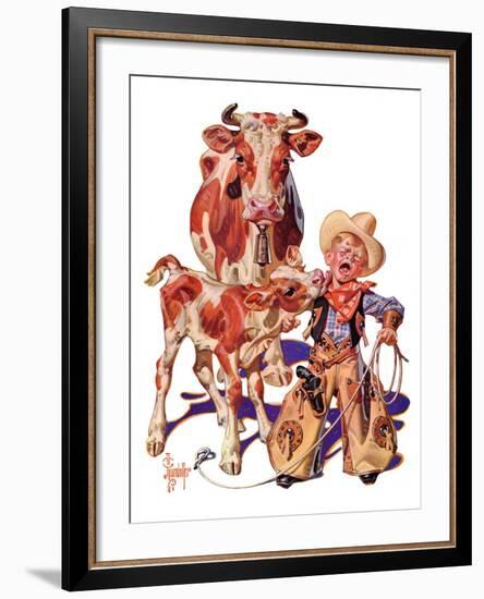 "Little Cowboy Takes a Licking,"August 20, 1938-Joseph Christian Leyendecker-Framed Giclee Print