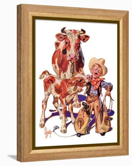 "Little Cowboy Takes a Licking,"August 20, 1938-Joseph Christian Leyendecker-Framed Premier Image Canvas