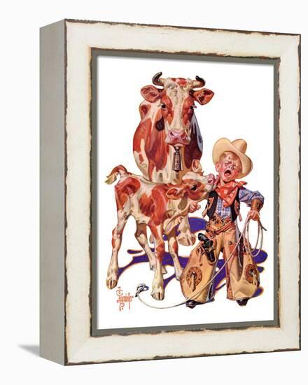 "Little Cowboy Takes a Licking,"August 20, 1938-Joseph Christian Leyendecker-Framed Premier Image Canvas