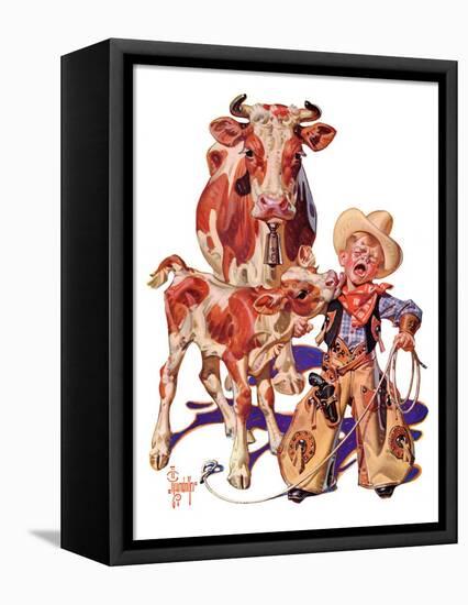 "Little Cowboy Takes a Licking,"August 20, 1938-Joseph Christian Leyendecker-Framed Premier Image Canvas