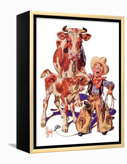 "Little Cowboy Takes a Licking,"August 20, 1938-Joseph Christian Leyendecker-Framed Premier Image Canvas