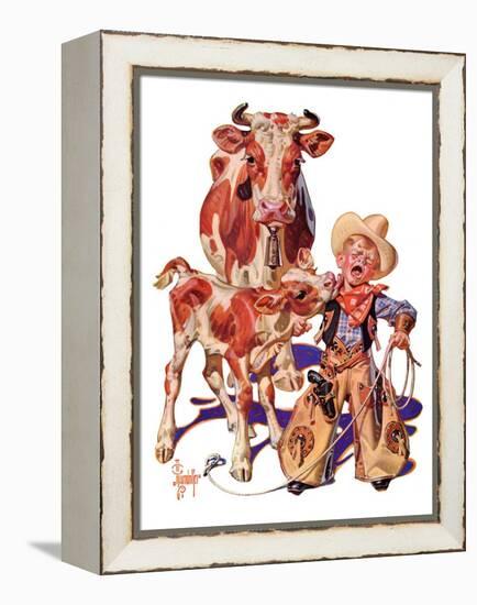 "Little Cowboy Takes a Licking,"August 20, 1938-Joseph Christian Leyendecker-Framed Premier Image Canvas