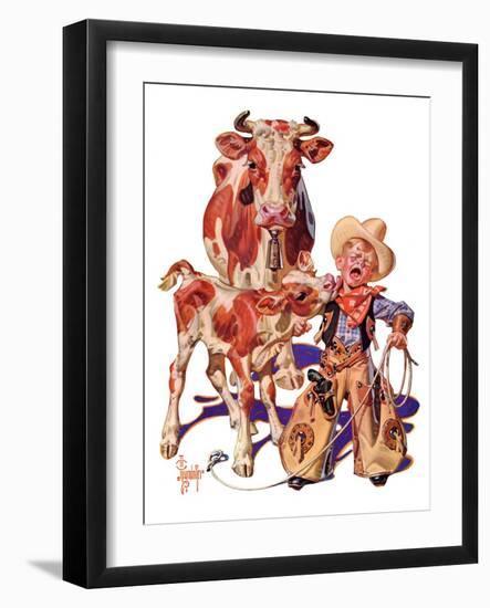 "Little Cowboy Takes a Licking,"August 20, 1938-Joseph Christian Leyendecker-Framed Giclee Print