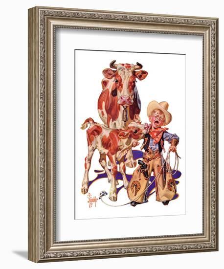 "Little Cowboy Takes a Licking,"August 20, 1938-Joseph Christian Leyendecker-Framed Giclee Print