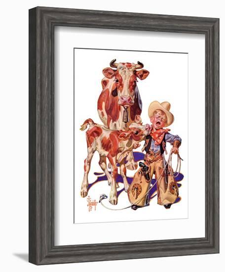 "Little Cowboy Takes a Licking,"August 20, 1938-Joseph Christian Leyendecker-Framed Giclee Print