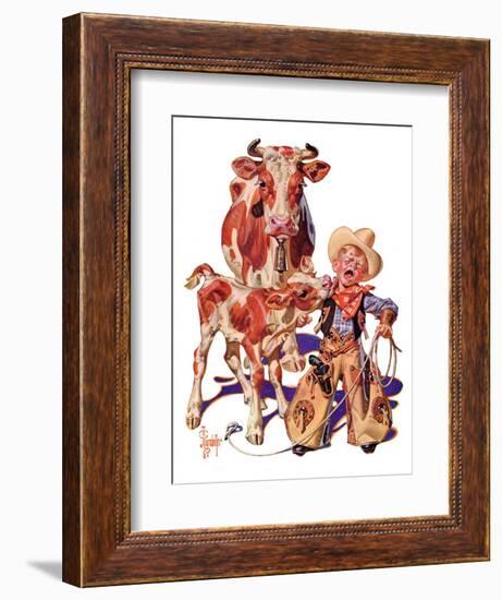 "Little Cowboy Takes a Licking,"August 20, 1938-Joseph Christian Leyendecker-Framed Giclee Print