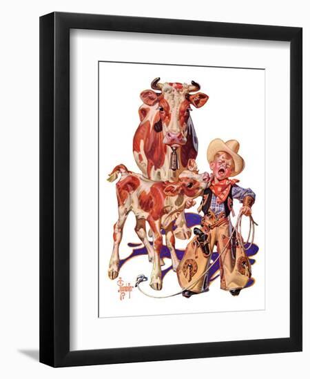 "Little Cowboy Takes a Licking,"August 20, 1938-Joseph Christian Leyendecker-Framed Giclee Print