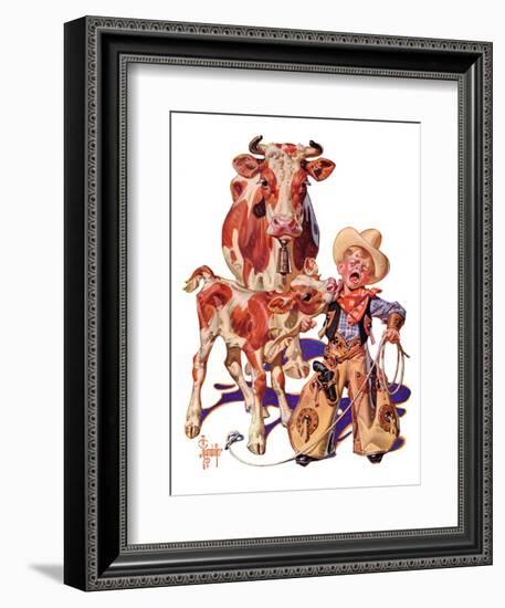 "Little Cowboy Takes a Licking,"August 20, 1938-Joseph Christian Leyendecker-Framed Giclee Print