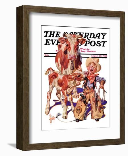 "Little Cowboy Takes a Licking," Saturday Evening Post Cover, August 20, 1938-Joseph Christian Leyendecker-Framed Giclee Print