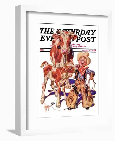 "Little Cowboy Takes a Licking," Saturday Evening Post Cover, August 20, 1938-Joseph Christian Leyendecker-Framed Giclee Print