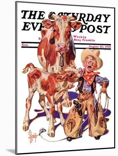 "Little Cowboy Takes a Licking," Saturday Evening Post Cover, August 20, 1938-Joseph Christian Leyendecker-Mounted Giclee Print