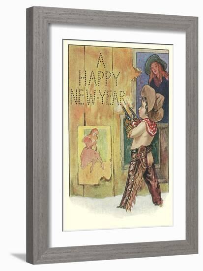 Little Cowboy with Six-Shooters-null-Framed Art Print