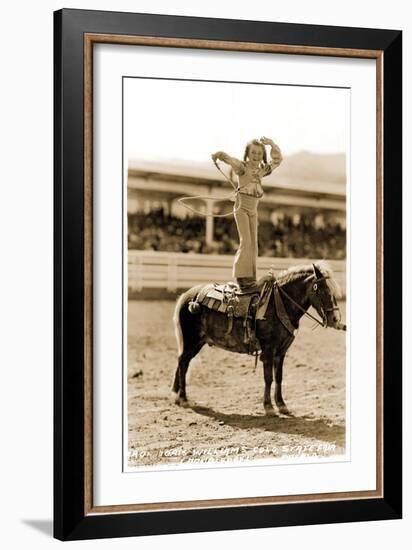 Little Cowgirl with Small Pony-null-Framed Art Print