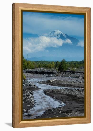 Little Creek and the Tolbachik Volcano, Kamchatka, Russia, Eurasia-Michael-Framed Premier Image Canvas