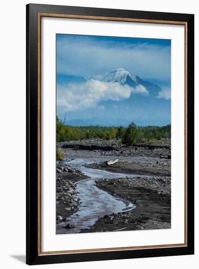 Little Creek and the Tolbachik Volcano, Kamchatka, Russia, Eurasia-Michael-Framed Photographic Print