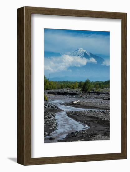 Little Creek and the Tolbachik Volcano, Kamchatka, Russia, Eurasia-Michael-Framed Photographic Print