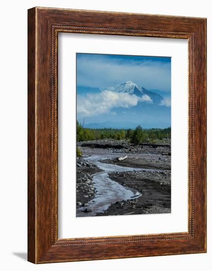 Little Creek and the Tolbachik Volcano, Kamchatka, Russia, Eurasia-Michael-Framed Photographic Print