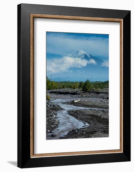 Little Creek and the Tolbachik Volcano, Kamchatka, Russia, Eurasia-Michael-Framed Photographic Print