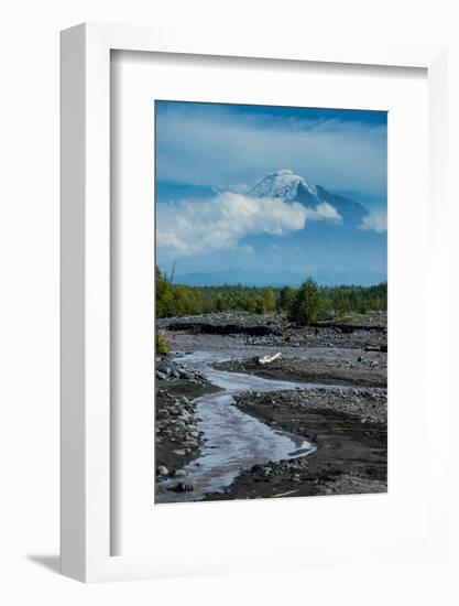 Little Creek and the Tolbachik Volcano, Kamchatka, Russia, Eurasia-Michael-Framed Photographic Print