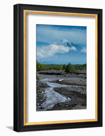 Little Creek and the Tolbachik Volcano, Kamchatka, Russia, Eurasia-Michael-Framed Photographic Print