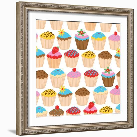 Little Cupcakes Seamless Pattern-Adam Fahey-Framed Art Print