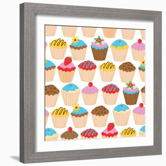 Little Cupcakes Seamless Pattern-Adam Fahey-Framed Art Print