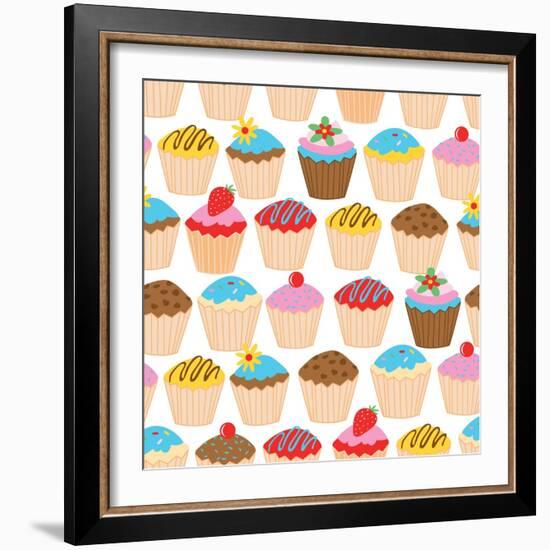 Little Cupcakes Seamless Pattern-Adam Fahey-Framed Art Print