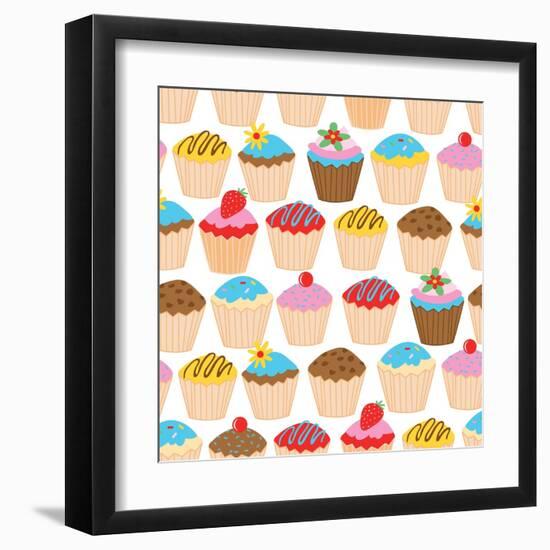 Little Cupcakes Seamless Pattern-Adam Fahey-Framed Art Print