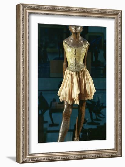 Little Dancer Aged Fourteen, 1880-1881, Bronze with Muslin Skirt and Satin Hair Ribbon-Edgar Degas-Framed Giclee Print