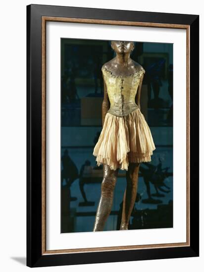 Little Dancer Aged Fourteen, 1880-1881, Bronze with Muslin Skirt and Satin Hair Ribbon-Edgar Degas-Framed Giclee Print